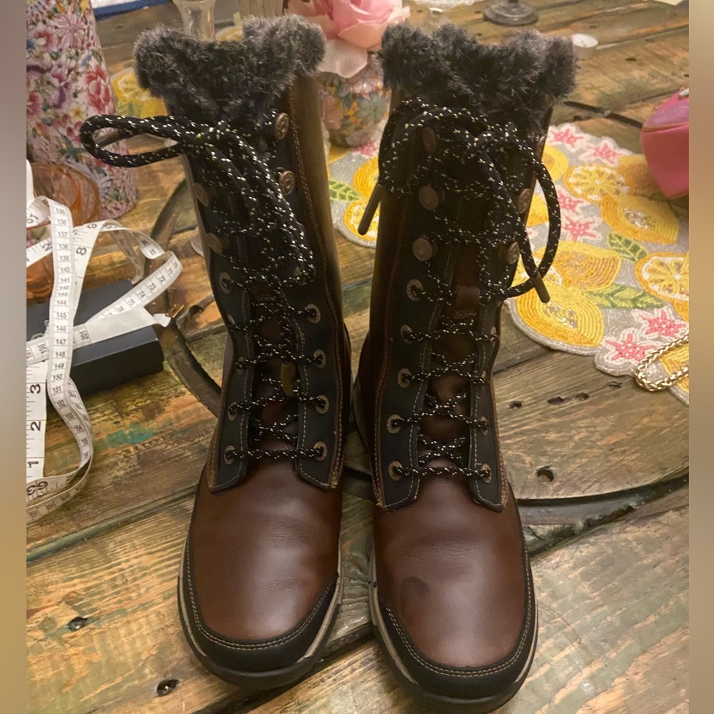 Chaco Borealis Tall Waterproof Boot - Women's Brown Leather Lace Up - Picture 5 of 14